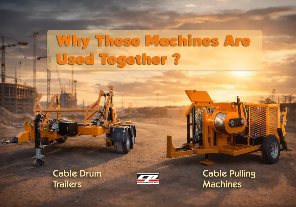 cable pulling machine and cable drum trailer