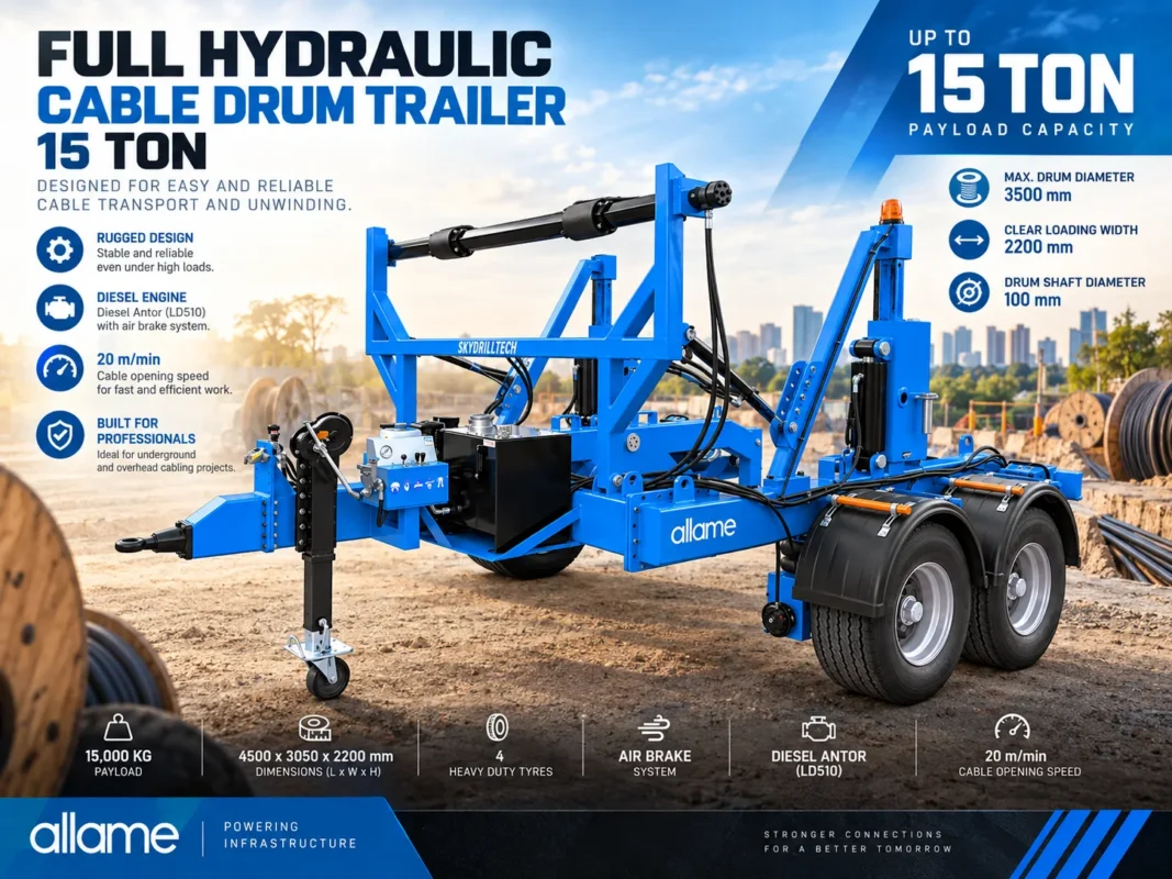 Full Hydraulic Cable Drum Trailer 15 Ton Details